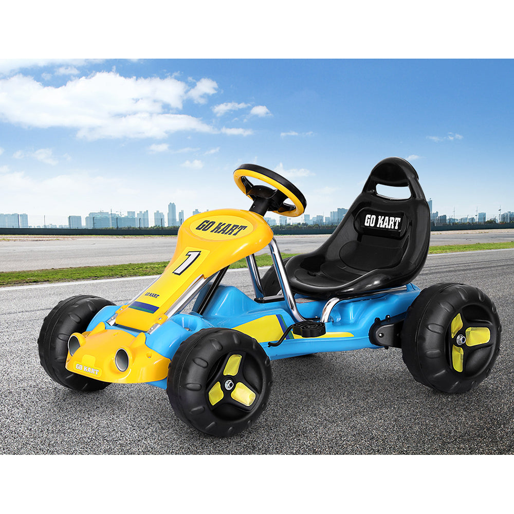 Marlook Kids Pedal Go Kart Ride On Toys Racing Car Plastic Tyre Blue