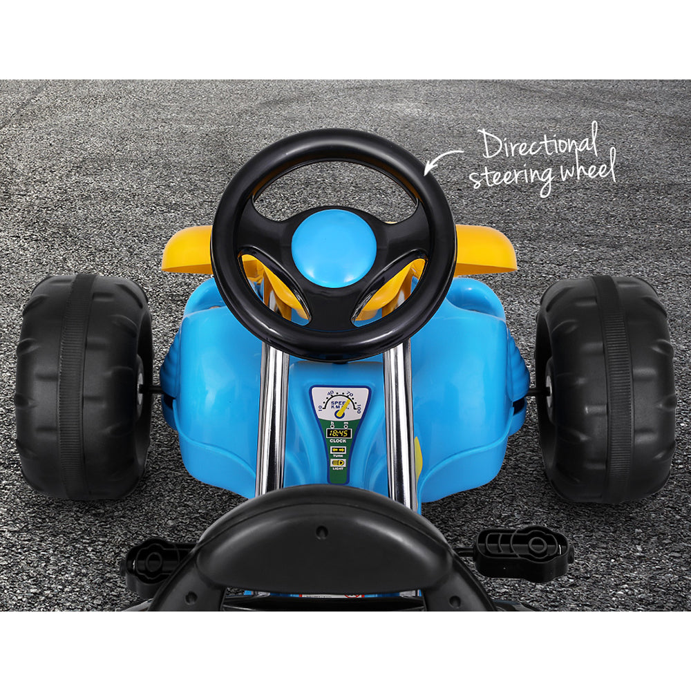 Marlook Kids Pedal Go Kart Ride On Toys Racing Car Plastic Tyre Blue