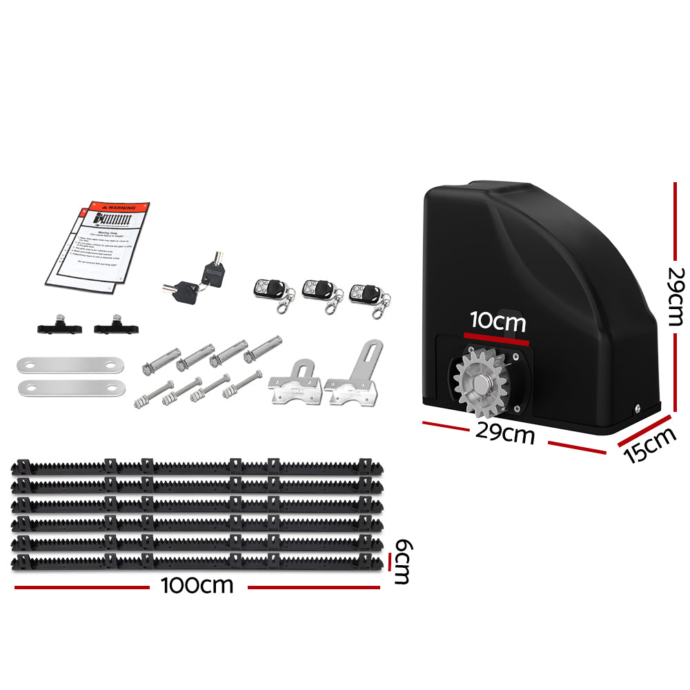 Marlook Automatic Sliding Gate Opener Kit Electric 6M 600KG 3 Control Remotes