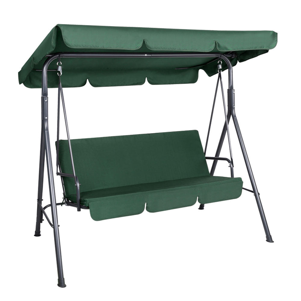 Marlook Outdoor Swing Chair Garden Bench Furniture Canopy 3 Seater Green