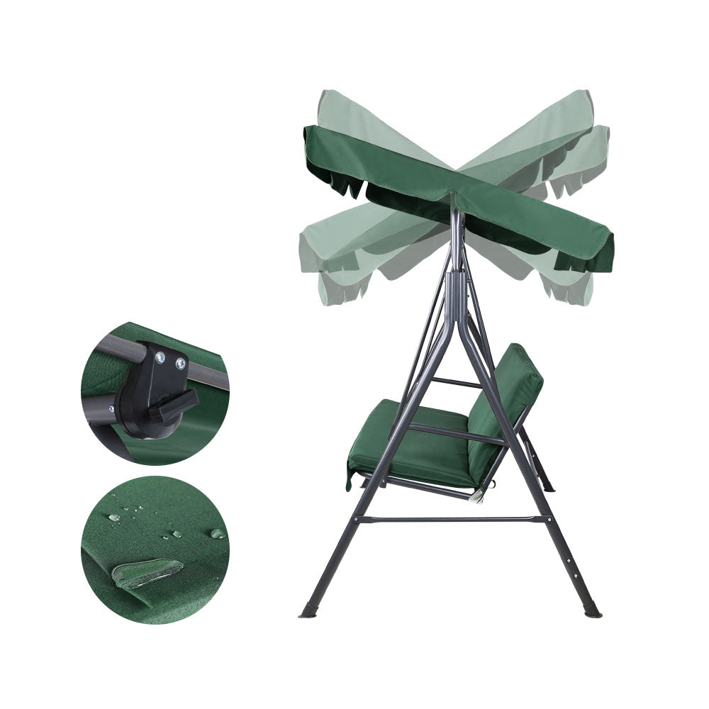 Marlook Outdoor Swing Chair Garden Bench Furniture Canopy 3 Seater Green