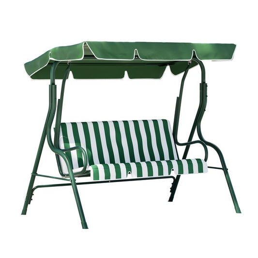 Marlook Outdoor Swing Chair Garden Bench Furniture Canopy 3 Seater White Green