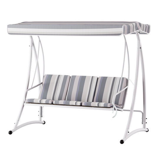 Marlook Outdoor Swing Chair Garden Bench Furniture Canopy 3 Seater White Grey