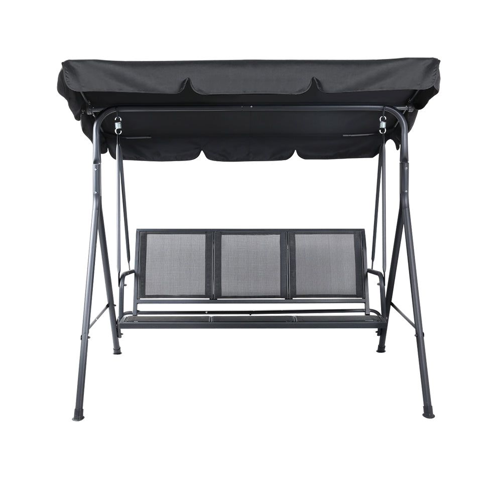 Marlook Outdoor Swing Chair Garden Bench Furniture Canopy 3 Seater Mesh Black