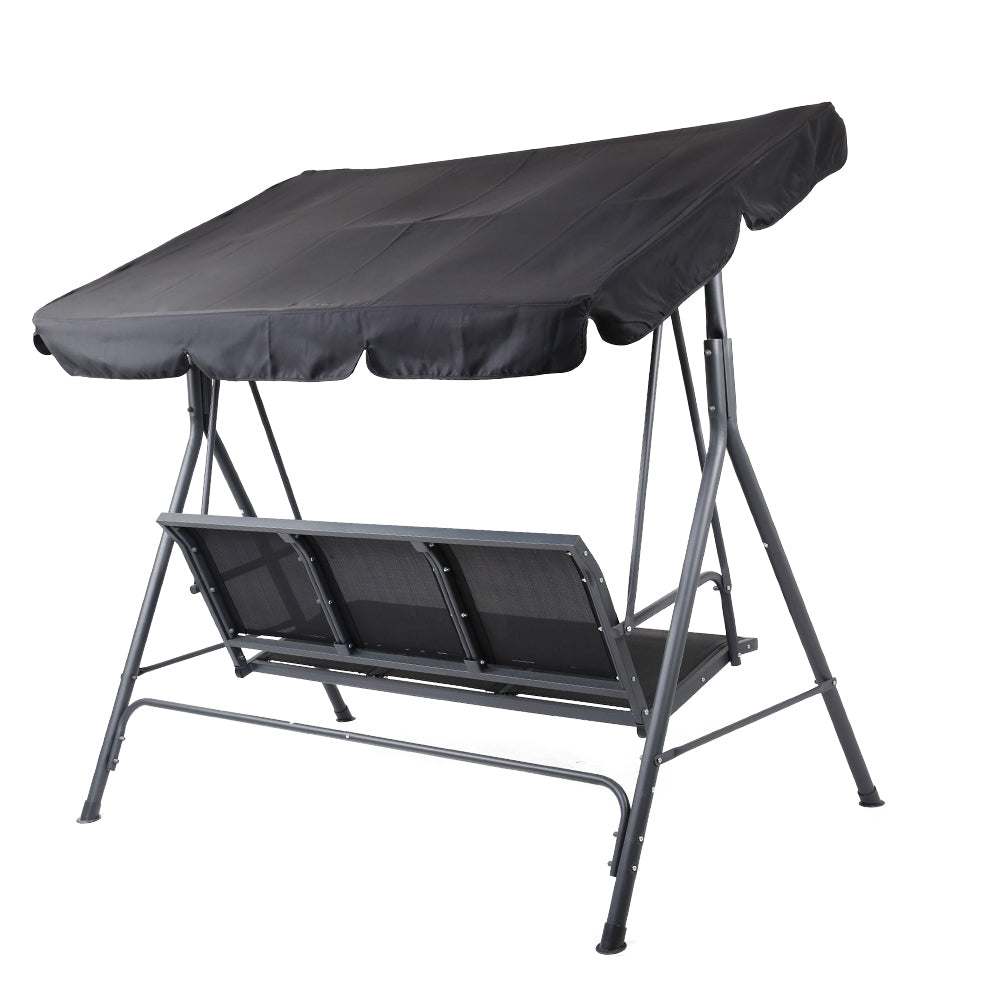 Marlook Outdoor Swing Chair Garden Bench Furniture Canopy 3 Seater Mesh Black