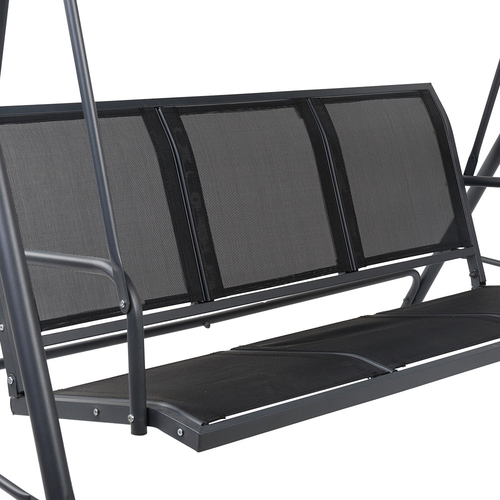 Marlook Outdoor Swing Chair Garden Bench Furniture Canopy 3 Seater Mesh Black