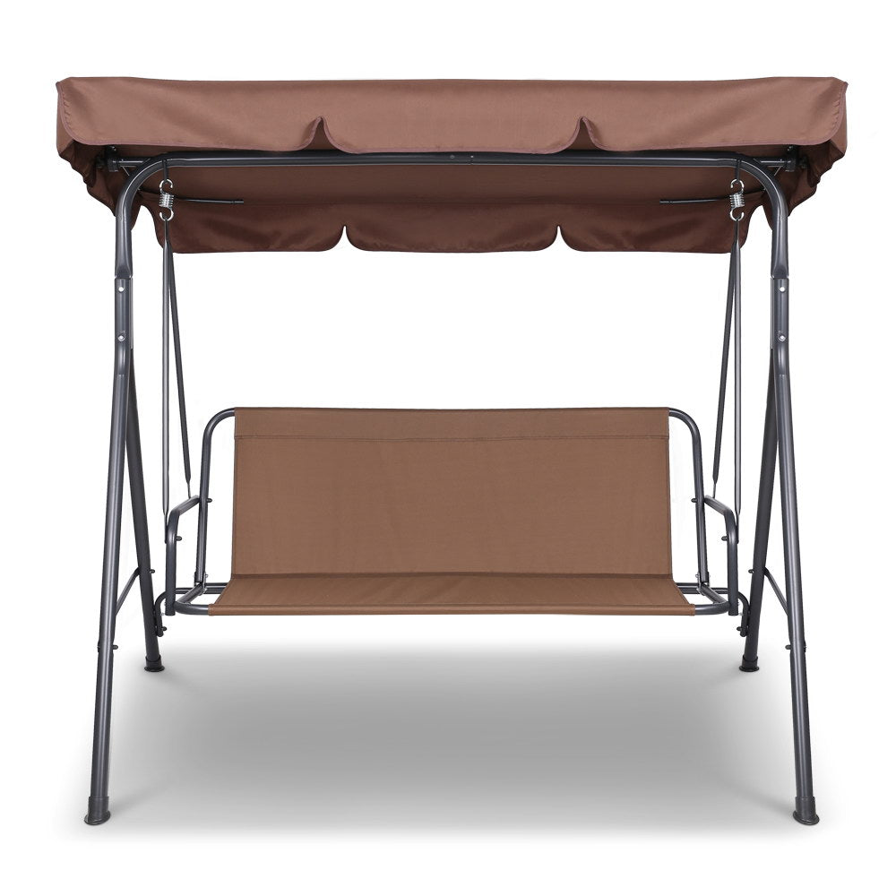 Marlook Outdoor Swing Chair Garden Bench Furniture Canopy 3 Seater Coffee