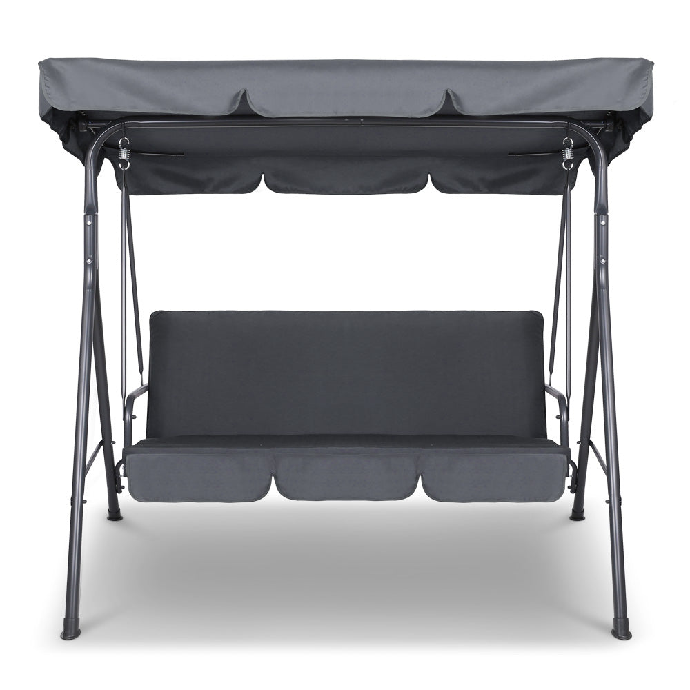 Marlook Outdoor Swing Chair Garden Bench Furniture Canopy 3 Seater Grey