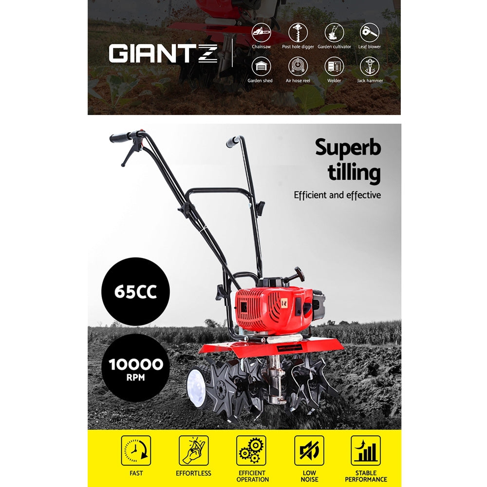 Marlook 65CC Tiller Garden Cultivator Rototiller 6 Blades Soil Plower Rotary Hoe
