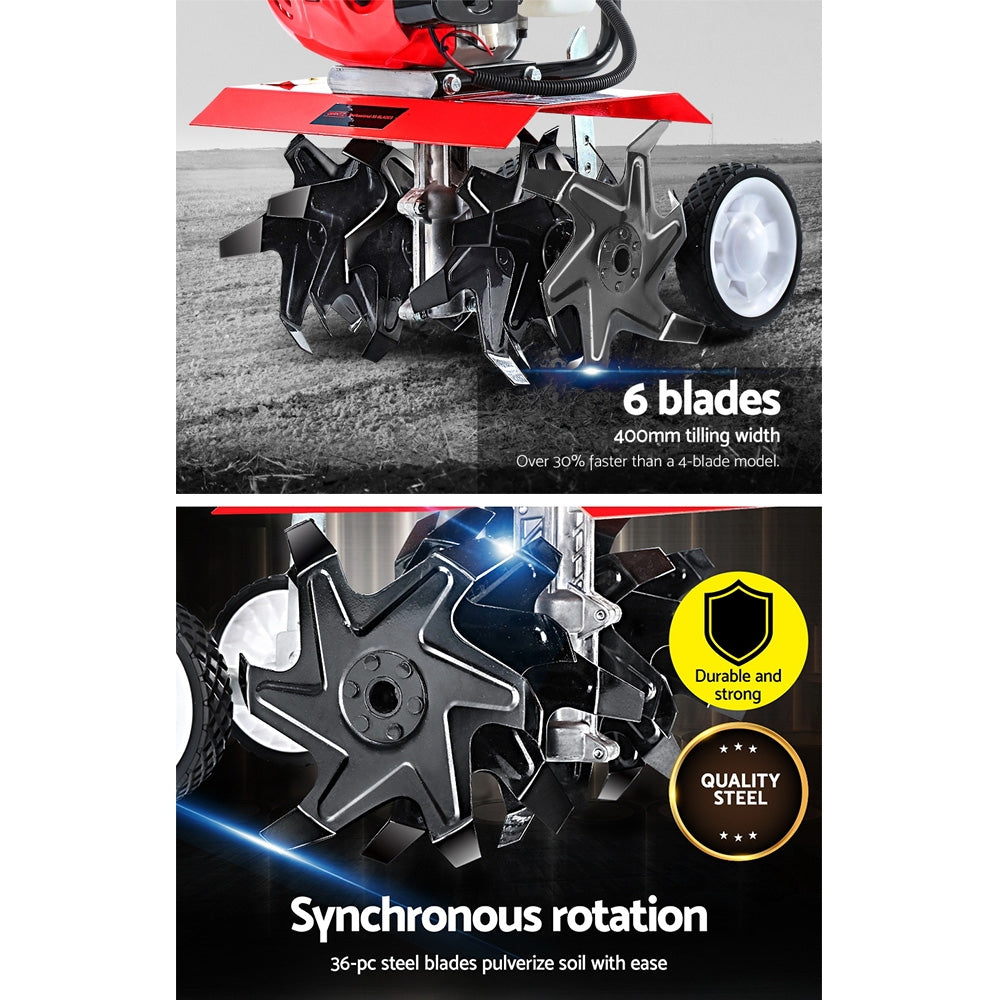 Marlook 88CC Tiller Rototiller Garden Cultivator 6 Blades Soil Power Rotary Hoe