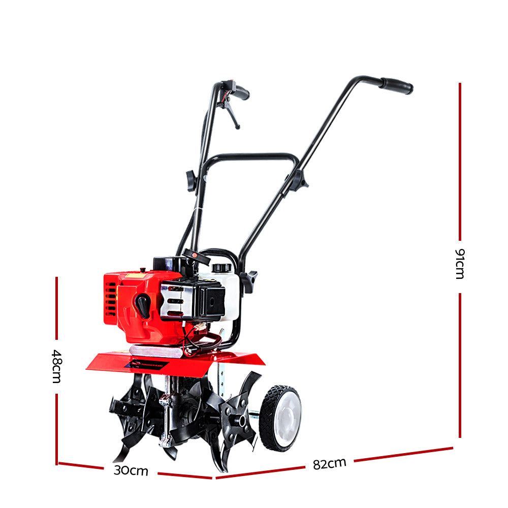 Marlook 72CC Tiller Garden Cultivator Rototiller 4 Blades Soil Plower Mini Rotary Hoe