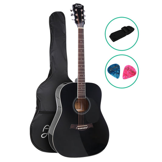 Marlook 41 Inch Acoustic Guitar Wooden Body Steel String Dreadnought Black