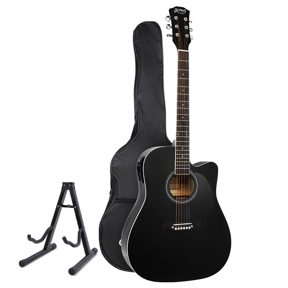 Marlook 41 Inch Acoustic Guitar Equaliser Electric Output Cutaway w/ Stand Black