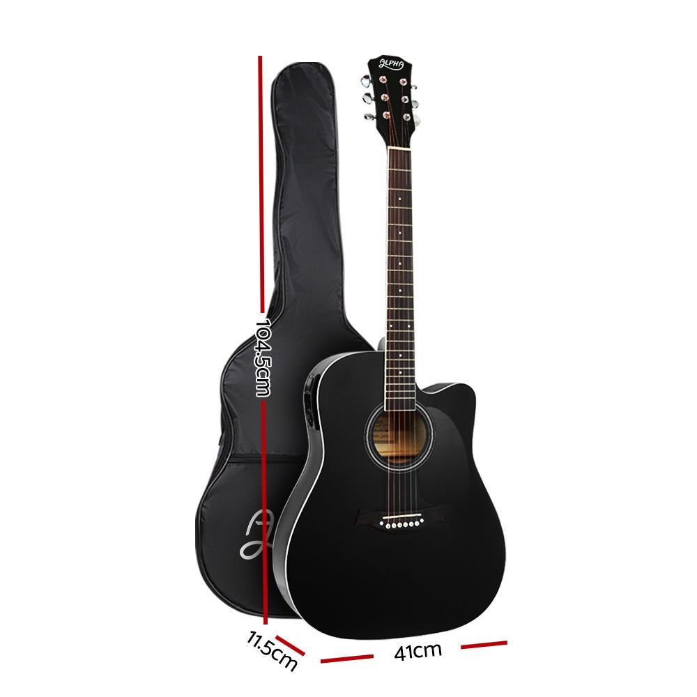 Marlook 41 Inch Acoustic Guitar Equaliser Electric Output Cutaway w/ Stand Black