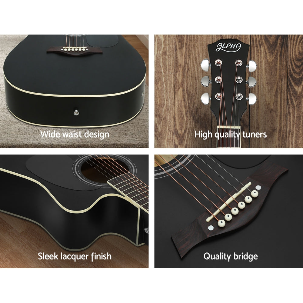 Marlook 41 Inch Acoustic Guitar Equaliser Electric Output Cutaway w/ Stand Black