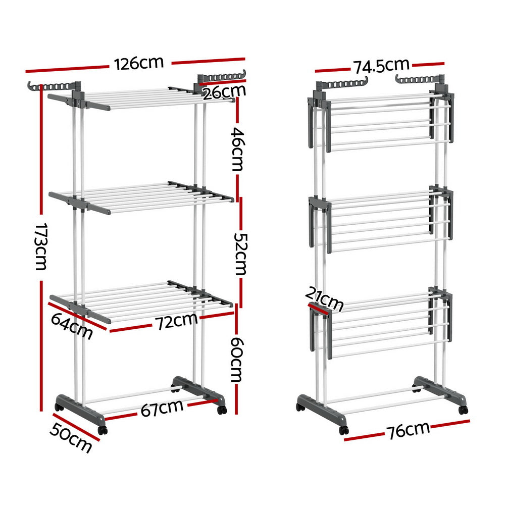 Marlook Clothes Drying Rack 173cm Coat Aier Hanger Foldable