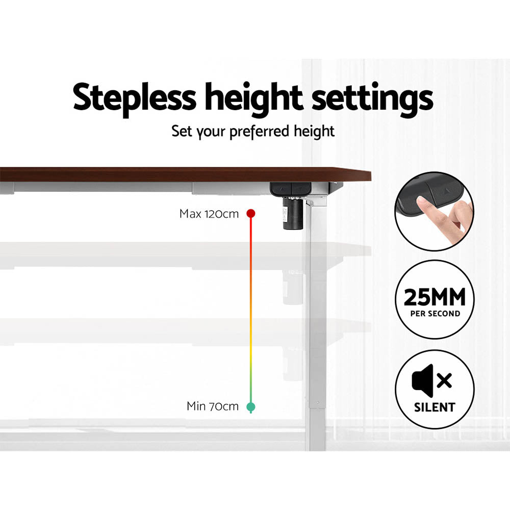 Marlook Standing Desk Motorised Sit Stand Desks Walnut 140CM