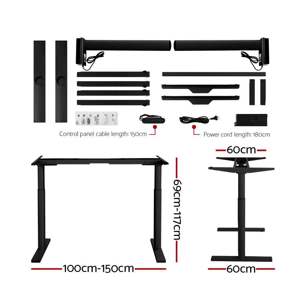 Marlook Standing Desk Motorised Electric Dual Motor Rustic Brown 140CM