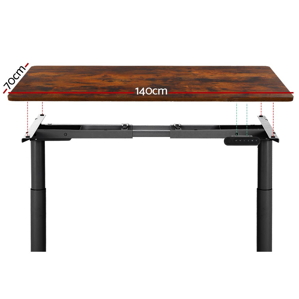 Marlook Standing Desk Motorised Electric Dual Motor Rustic Brown 140CM