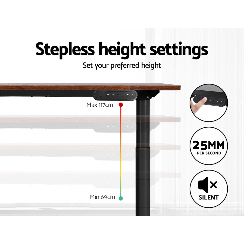 Marlook Standing Desk Motorised Electric Dual Motor Rustic Brown 140CM