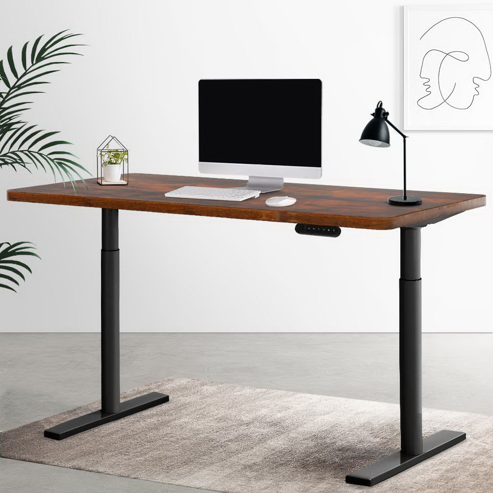 Marlook Standing Desk Motorised Electric Dual Motor Rustic Brown 140CM