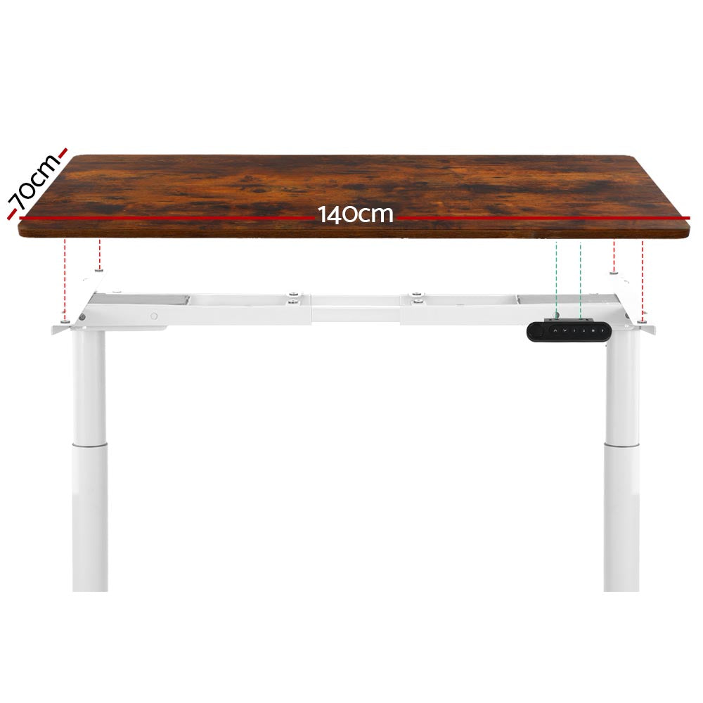Marlook Standing Desk Motorised Electric Dual Motor 140CM Rustic Brown