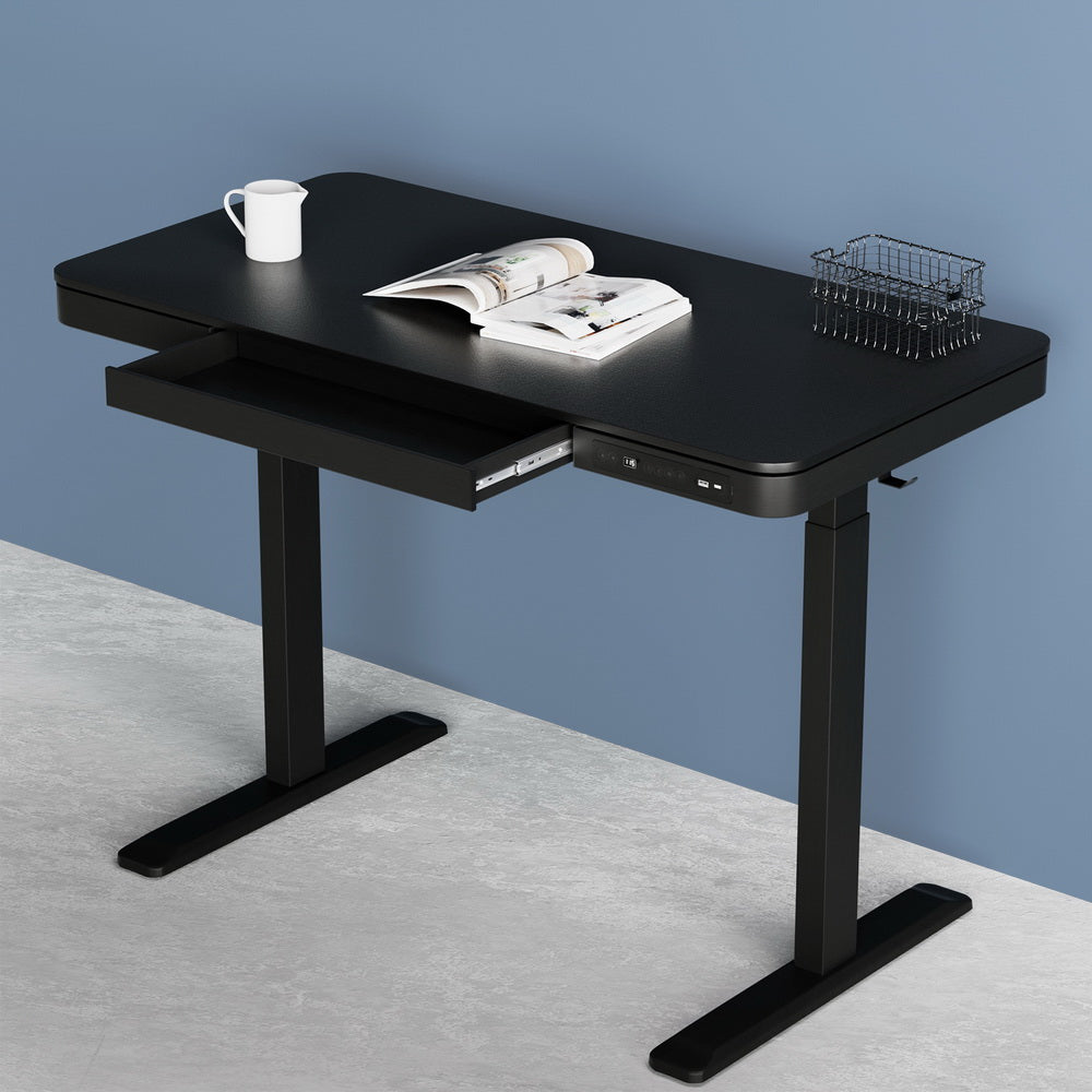 Marlook Standing Desk Motorised Electric Dual Motor Drawer 120CM Black
