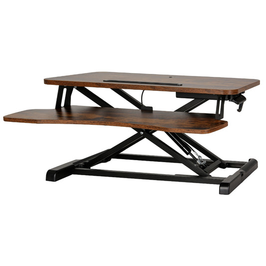 Marlook Standing Desk Riser Height Adjustable Rustic Brown 80CM
