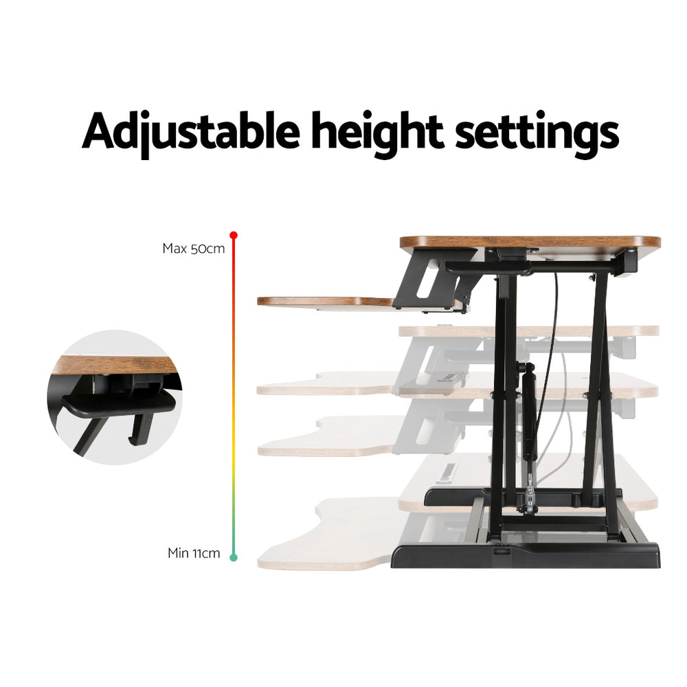 Marlook Standing Desk Riser Height Adjustable Rustic Brown 80CM