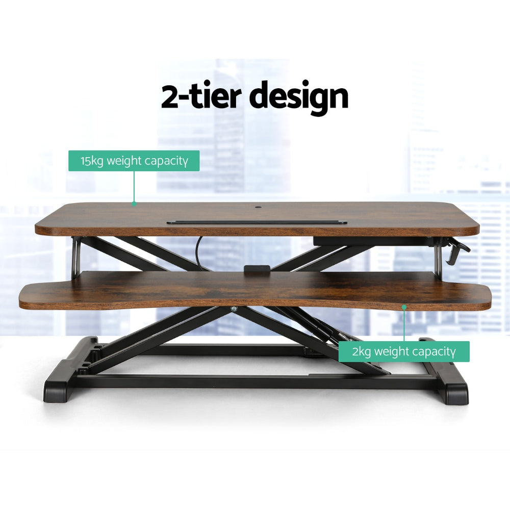 Marlook Standing Desk Riser Height Adjustable Rustic Brown 80CM