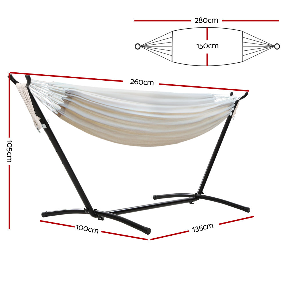 Marlook Hammock Bed Camping Chair Outdoor Lounge Single Cotton with Stand
