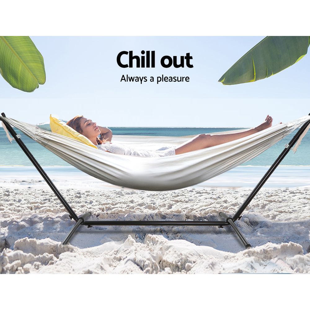 Marlook Hammock Bed Camping Chair Outdoor Lounge Single Cotton with Stand