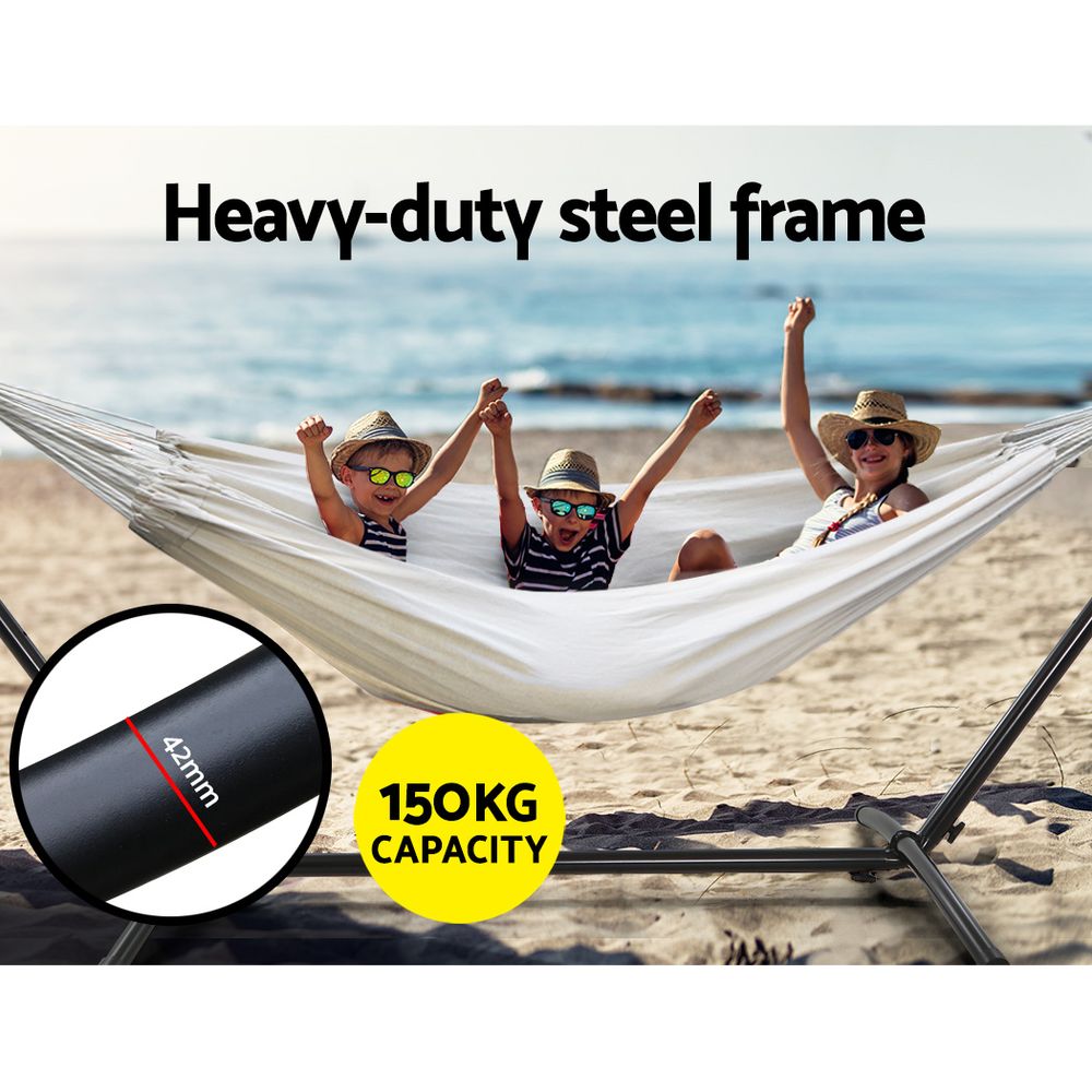 Marlook Hammock Bed Camping Chair Outdoor Lounge Single Cotton with Stand