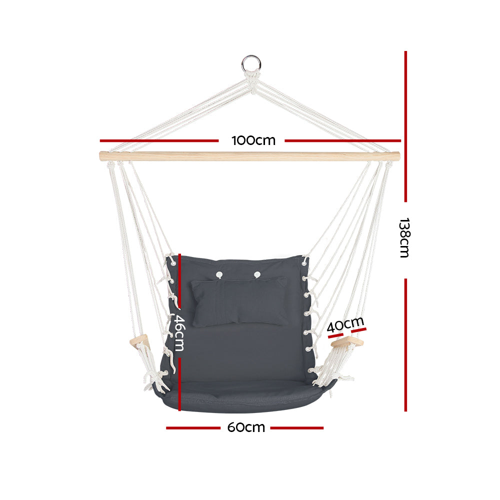Marlook Hammock Chair Hanging with Armrest Camping Hammocks Grey