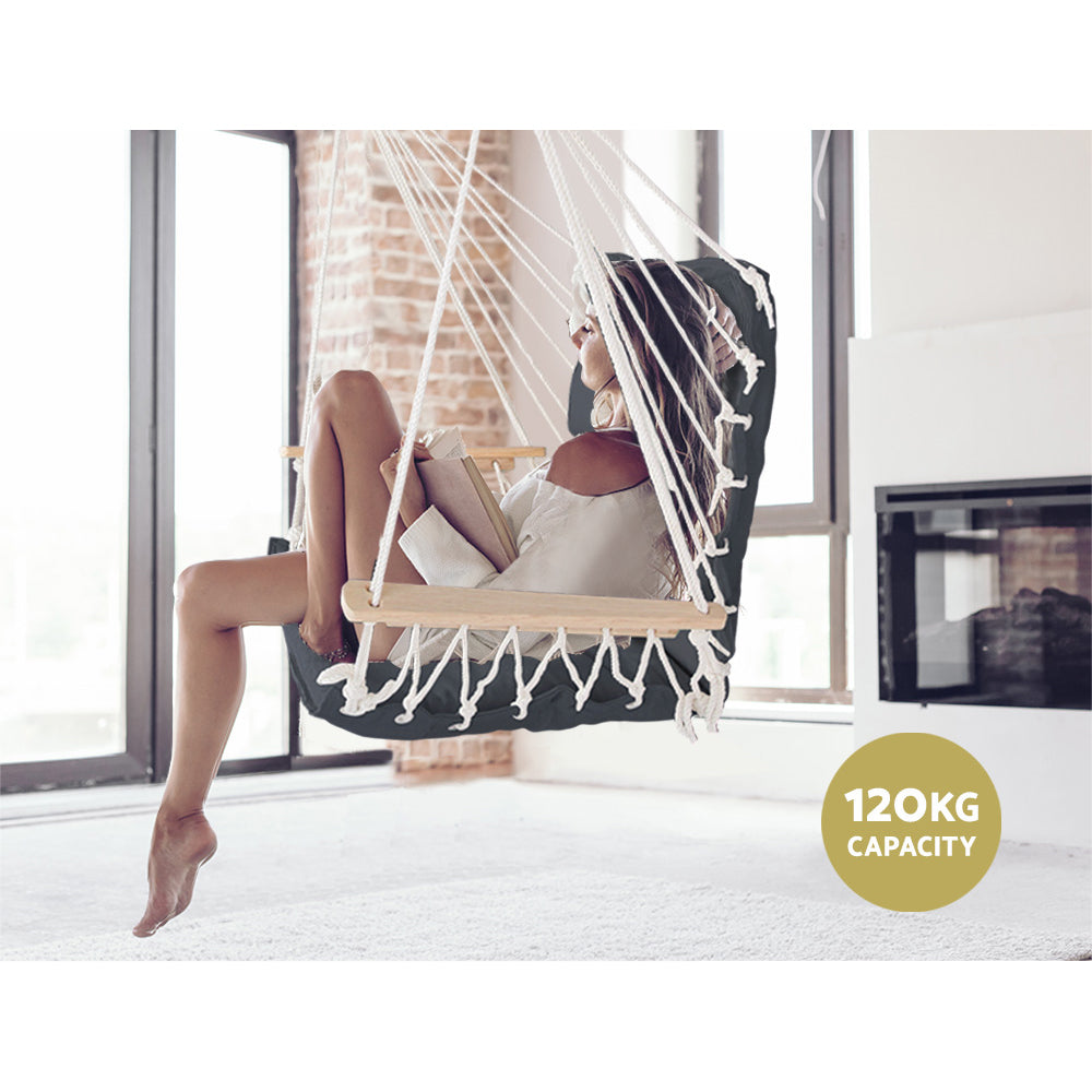 Marlook Hammock Chair Hanging with Armrest Camping Hammocks Grey