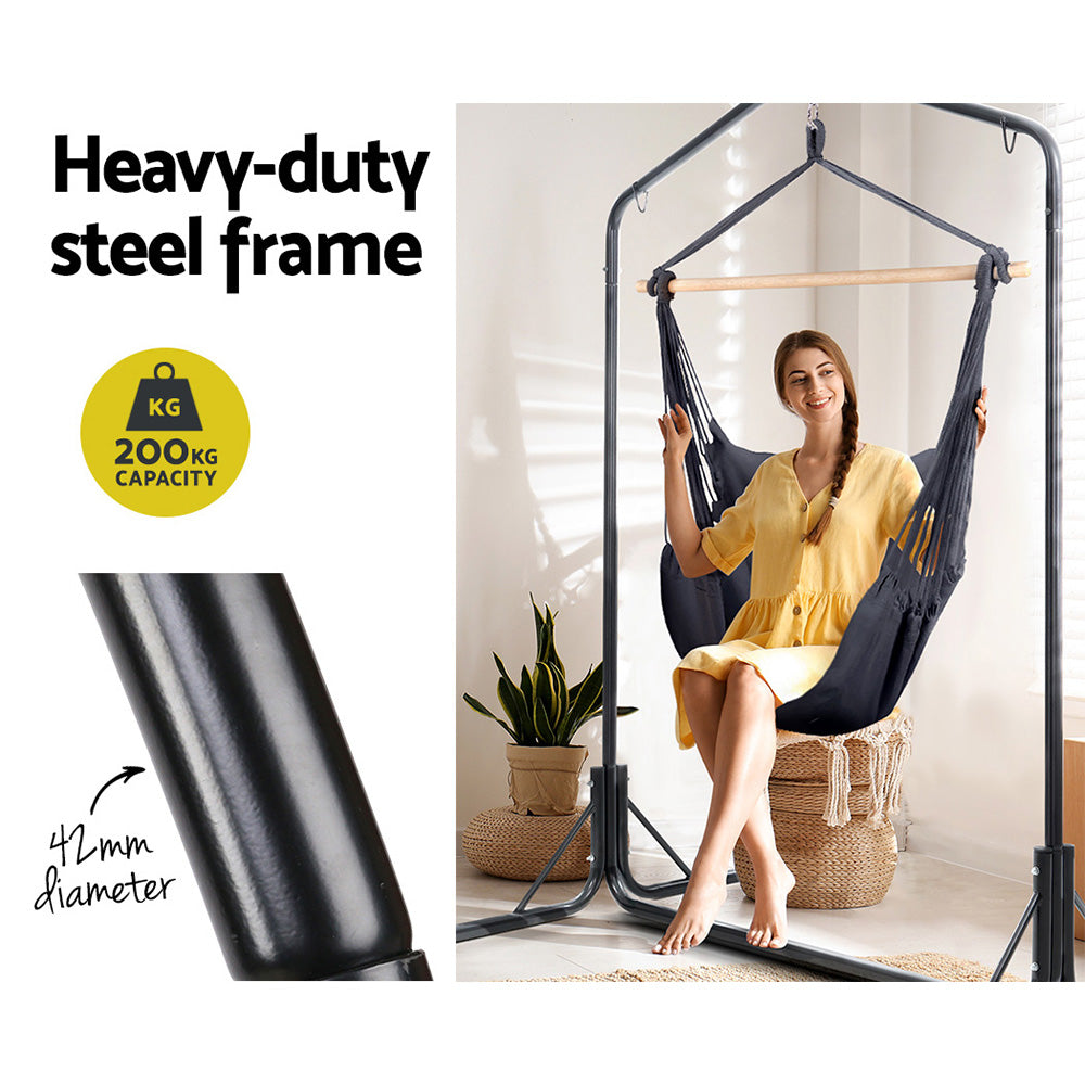 Marlook Outdoor Hammock Chair with Stand Swing Hanging Hammock with Pillow Grey