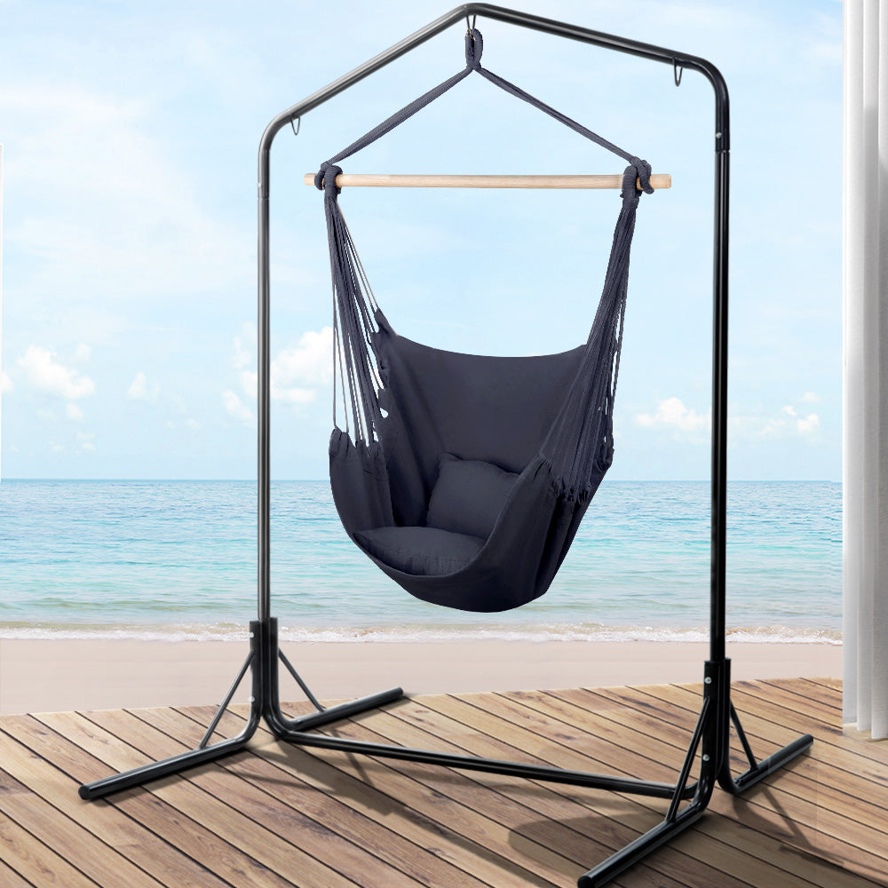 Marlook Outdoor Hammock Chair with Stand Swing Hanging Hammock with Pillow Grey
