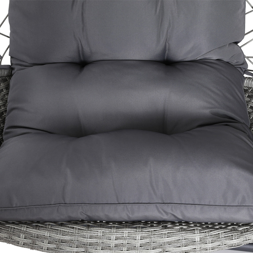 Marlook Outdoor Egg Swing Chair Wicker Furniture Pod Stand Armrest Light Grey