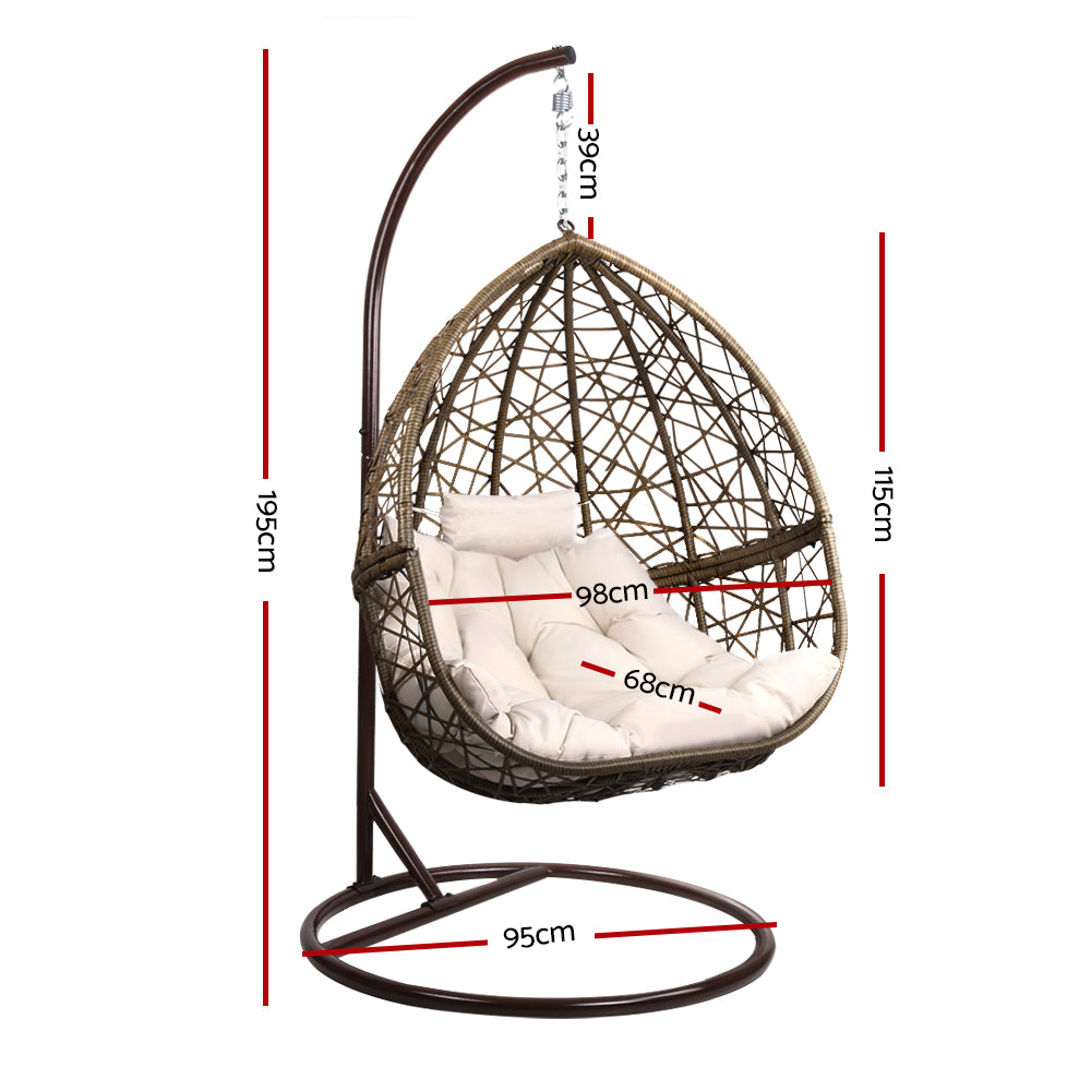 Marlook Outdoor Egg Swing Chair Wicker Rattan Furniture Pod Stand Cushion Latte