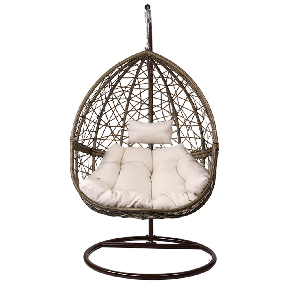 Marlook Outdoor Egg Swing Chair Wicker Rattan Furniture Pod Stand Cushion Latte