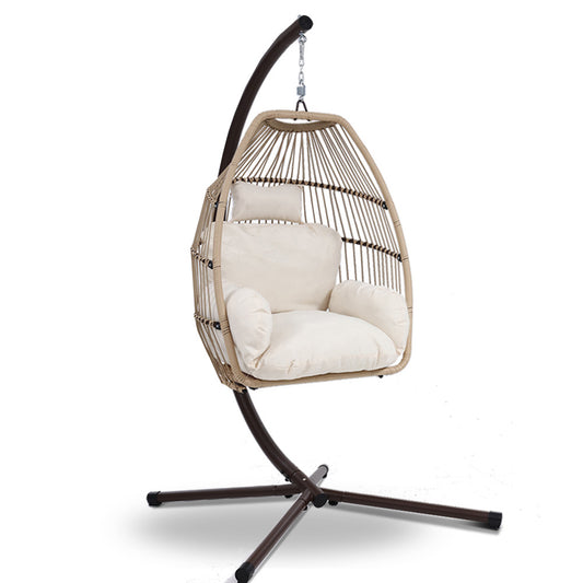 Marlook Outdoor Egg Swing Chair Wicker Rope Furniture Pod Stand Cushion Latte
