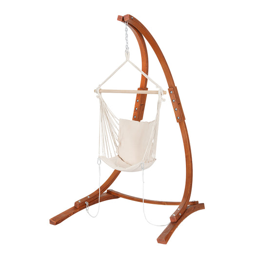 Marlook Hammock Chair Timber Outdoor Furniture Camping with Stand White