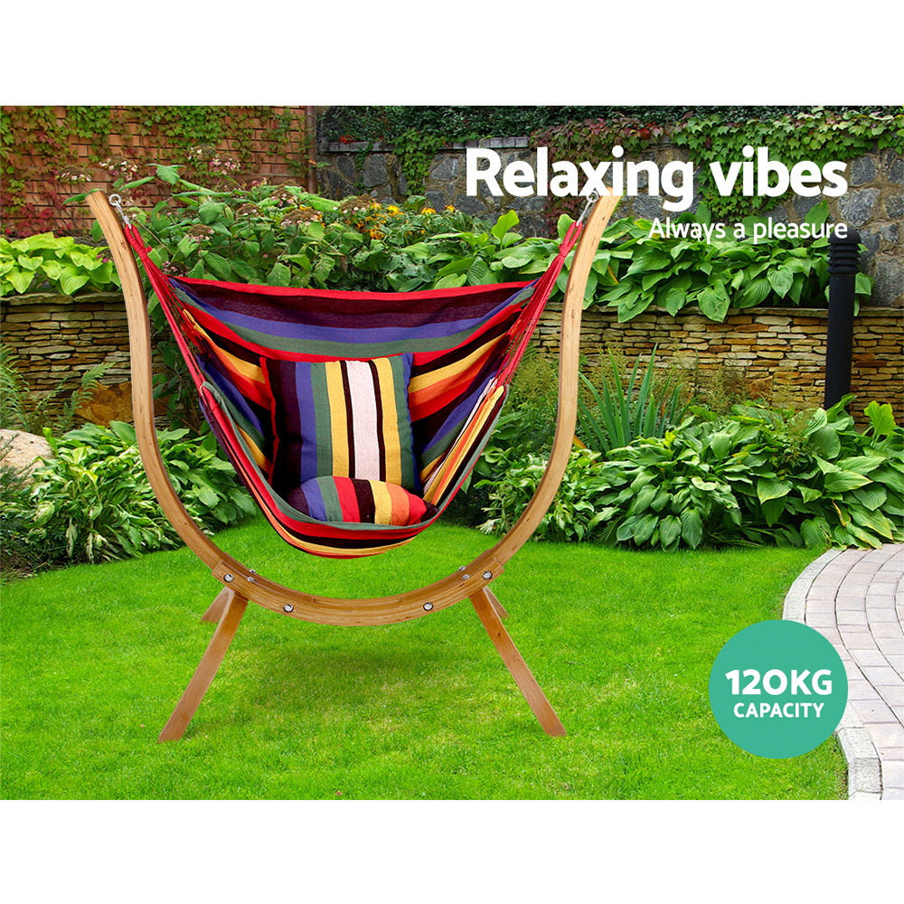 Marlook Hammock Chair Timber Outdoor Furniture Camping with Wooden Stand