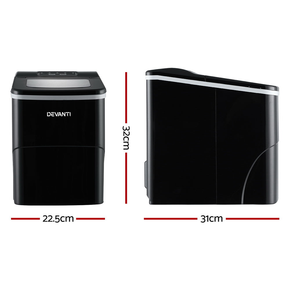Marlook Portable Ice Cube Maker Machine 2L Home Bar Benchtop Easy Quick Black