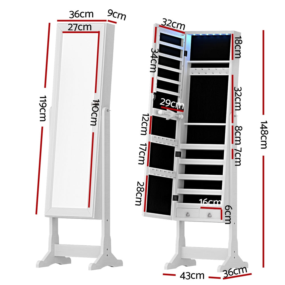 Marlook Jewellery Cabinet Mirror Free Standing