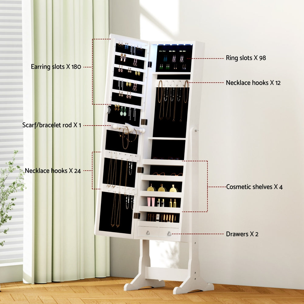 Marlook Jewellery Cabinet Mirror Free Standing