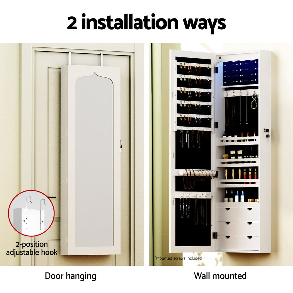 Marlook Jewellery Cabinet LED Mirror Lockable