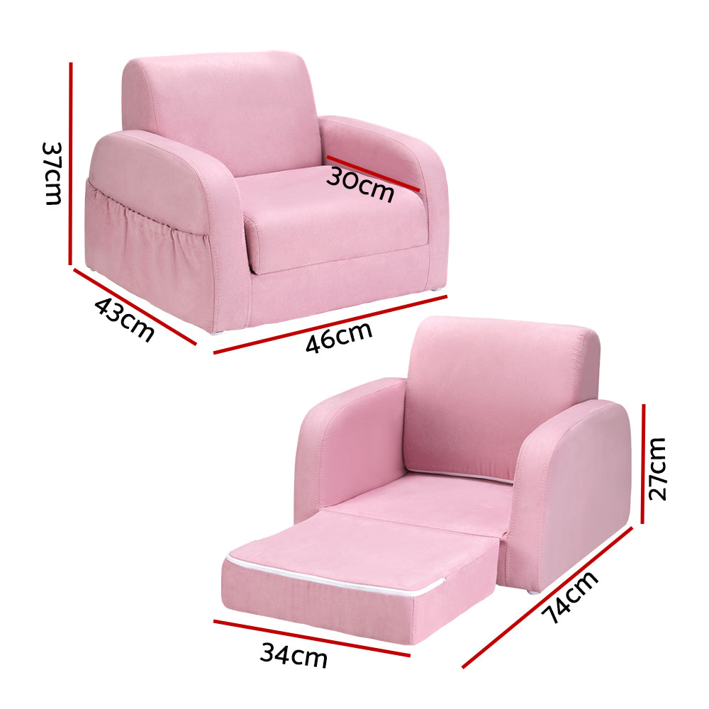 Marlook Kids Sofa 2 Seater Children Flip Open Couch Lounger Armchair Soft Pink
