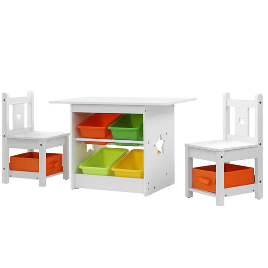 Marlook 3PCS Kids Table and Chairs Set Children Furniture Play Toys Storage Box