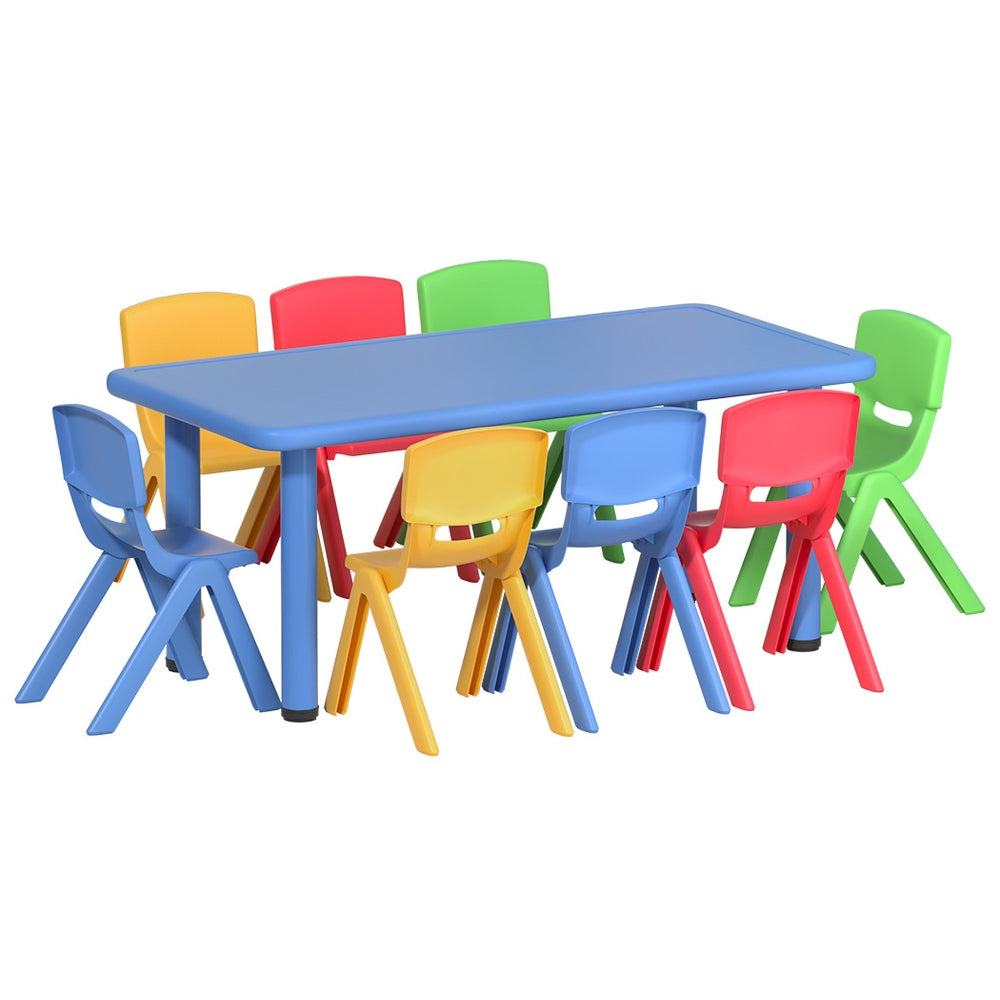 Marlook 9PCS Kids Table and Chairs Set Children Study Desk Furniture Plastic 8 Chairs